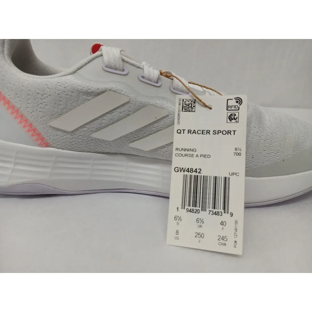 Adidas Women's QT Racer Sport Running Shoes GW4842 Cloud White Purple Tint‎ Sz 8